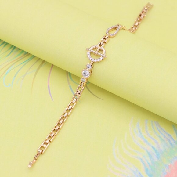 "Sparkling Designer Toggle Clasp Rose Gold Bracelet, XPBL0931 - Picture 8 of 12